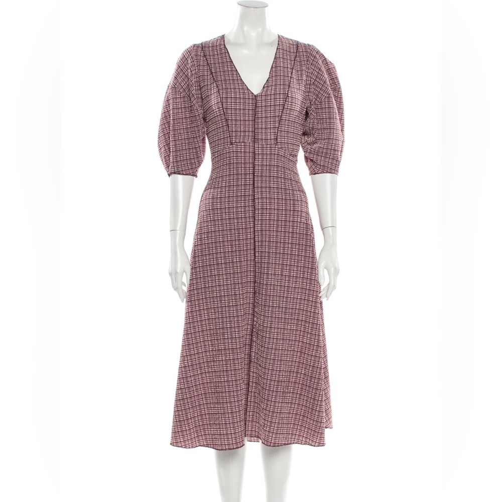 NOTES DU NORD Plaid Print Midi Length Dress